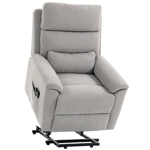 Power lift recliner chair with Massage and Heat, Terry Cloth Electric Lift Chair with Spring Cushion, Light Grey