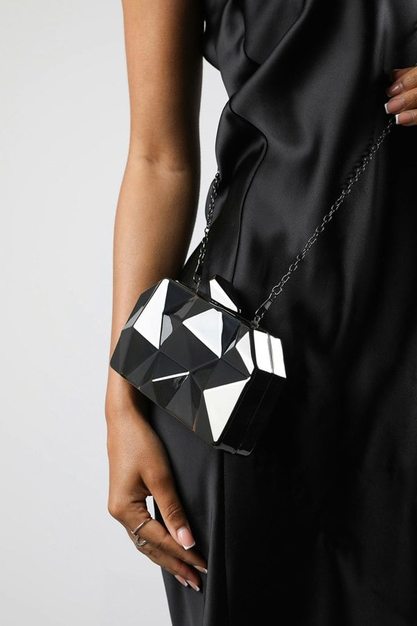 Where's That From Rica Geometric Clutch Bag In Black