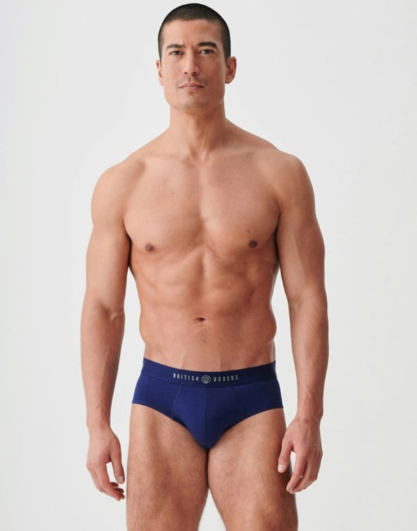 British Boxers Multipack 4 Pairs of Men's Bamboo Briefs - Fresh Navy Stripes