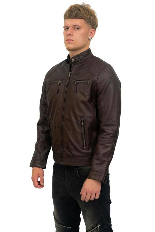 Infinity Leather Mens Moto Leather Biker Jacket-Taiwan
