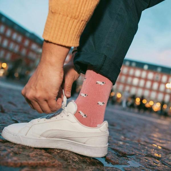 SWOLE PANDA Sheep Bamboo Socks, Pink