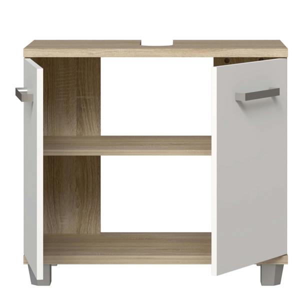 Furniture To Go Veris Under Sink Cabinet with 2 Doors in Sonoma Oak and White High Gloss