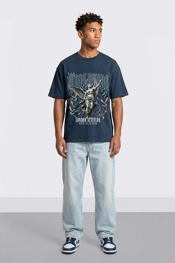 London Attitude Worldwide Angel Oversized Heavyweight Graphic T-Shirt