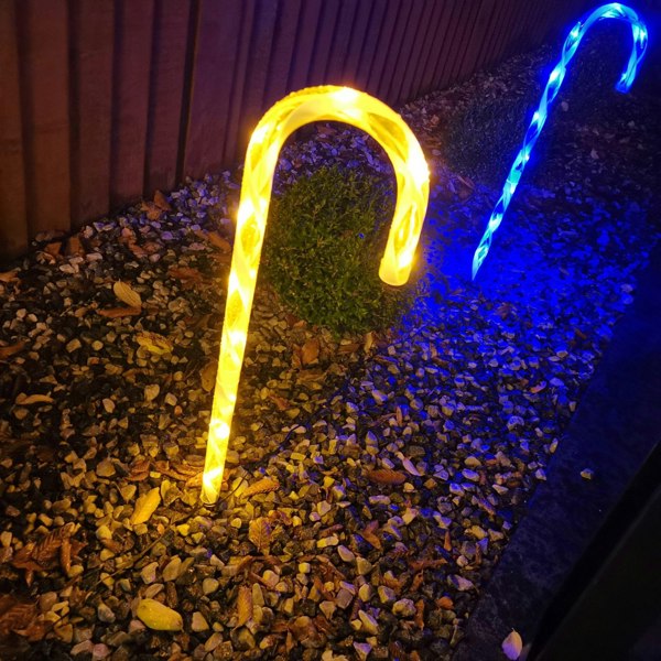 Samuel Alexander 4pcs 62cm Premier Outdoor Multicoloured Christmas Candy Cane LED Path Lights for Garden