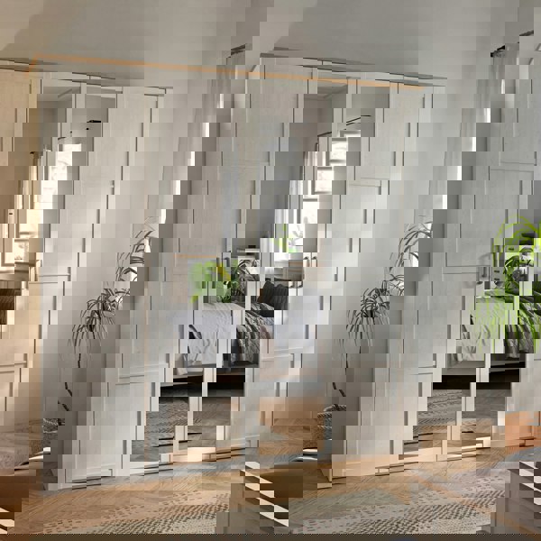 Furniture To Go Bohol 2 Door 2 Mirrored Door Wardrobe in Riviera Oak/White