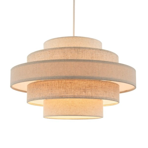 Five Tier Pendant Lighting Shade with Natural Oatmeal and Beige Linen Image 1