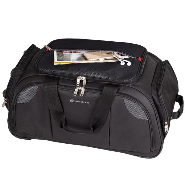 Gino Ferrari Wheeled Holdall Duffel Bag Skate Wheels Lightweight – Large – Black