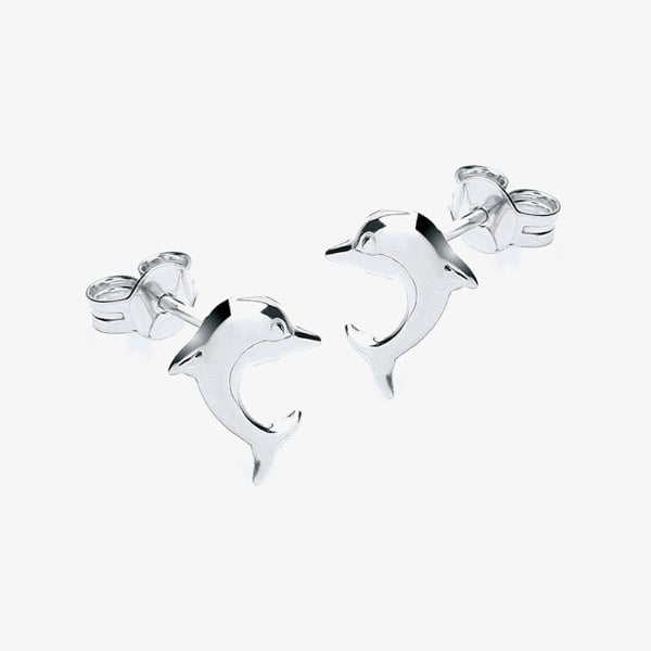 T. H. Baker 9ct White Gold Dolphin Stud Earrings 5-55-0251