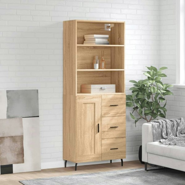 Berkfield Highboard Sonoma Oak 69.5x34x180 cm Engineered Wood