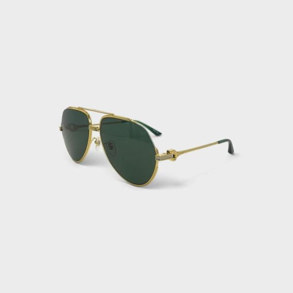 Supplied Fashion vintage-inspired rounded sunglasses with gold stainless steel frames and dark green lenses