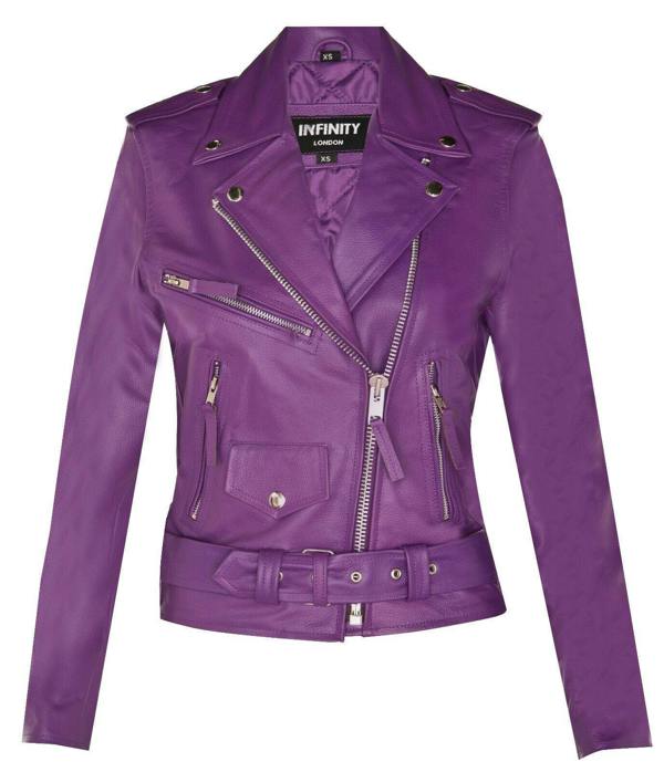 Womens Cowhide Leather Biker Jacket-Mansfield - Upperclass Fashions 