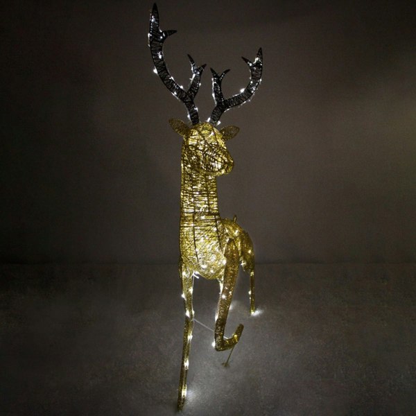 Monstershop Light Up Christmas Reindeer Gold Stag Decoration - 120cm