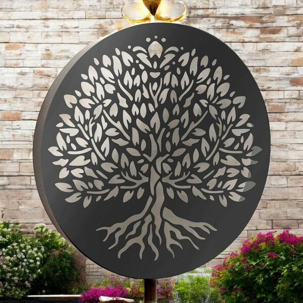 EDH Door Hardware Metal Moroccan Solar Wall Panel – 40 x 40 x 5 CM | Solar-Powered Decorative Metal Wall Art | Weatherproof Outdoor LED Panel