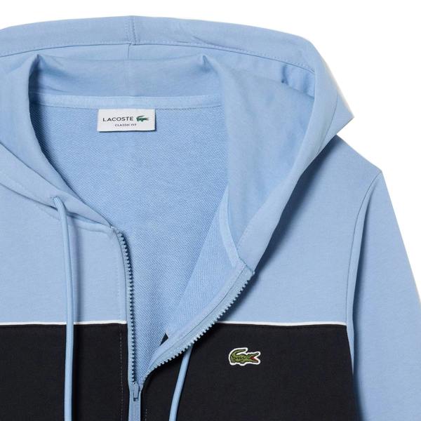 Lacoste Colour Block Zipped Hoodie Light Blue/Navy