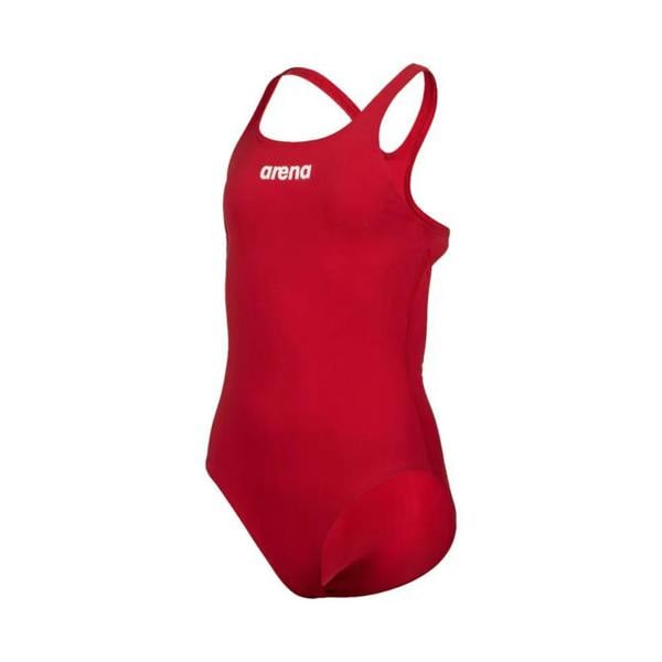 Red Arena Girls Team Swim Pro Solid swimsuit with logo and thin straps