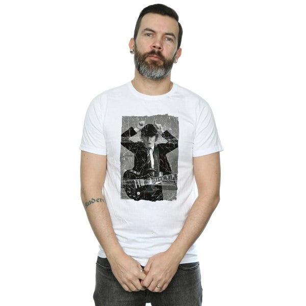 AC/DC Mens Angus Young Distressed Photo T-Shirt - White