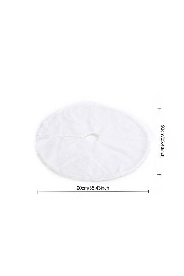 Living and Home 90cm White Christmas Tree Skirt Long Fur Xmas Tree Base Cover  for Christmas Home, Party