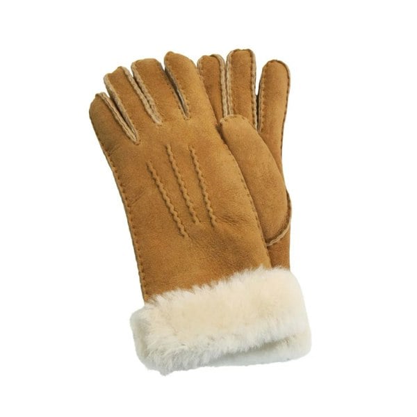 Infinity Leather Women's Plush Shearling Cuff Suede Genuine Leather Gloves