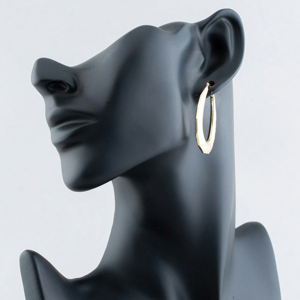 T. H. Baker 9ct Yellow Gold Large Patterned Creoles Hoop Earrings UER101Y