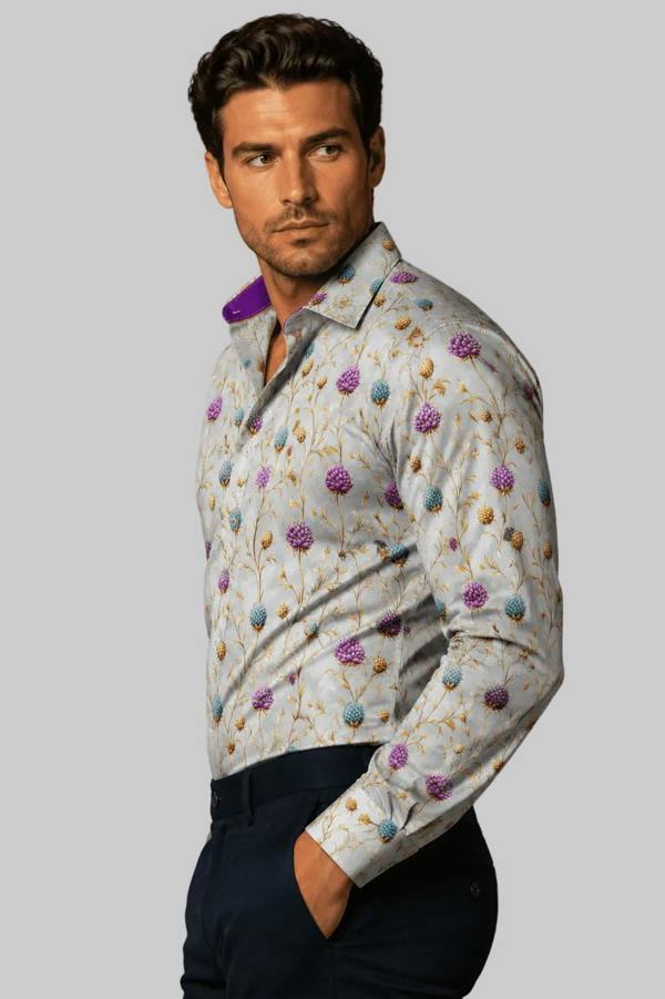 HIGHLAND THISTLES PRINT SHIRT - Claudio Lugli Shirts