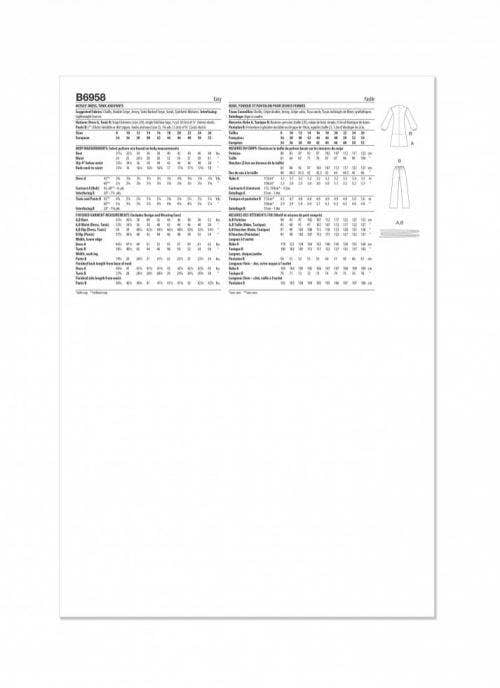 Butterick Sewing Pattern 6958, Dresses, Tunics, Trousers, Vintage Style for Women, B5 (8-10-12-14-16) - Easy