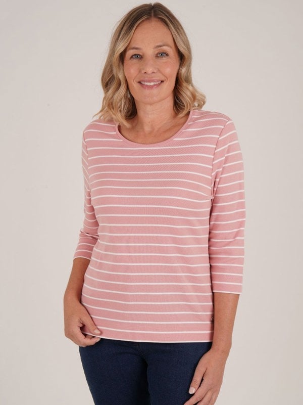 PennyPlain Round Neck Striped Top - Dusk