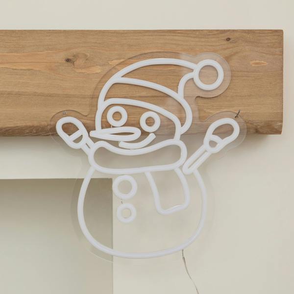 Samuel Alexander 30cm Snowman Neon-Style Light Up Christmas Decoration with USB Power Cable