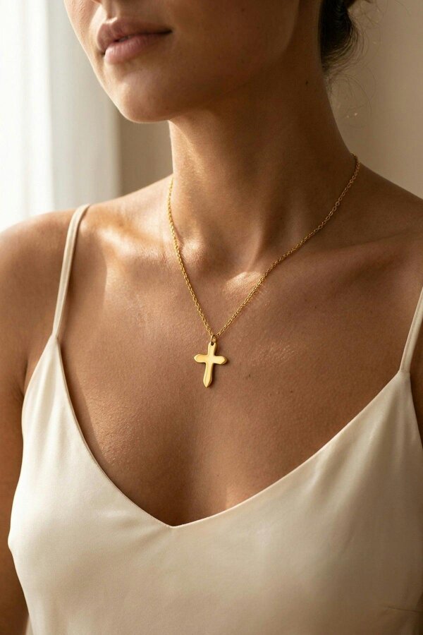ARIIRA Letitia Gold Tone Cross Pendant Necklace