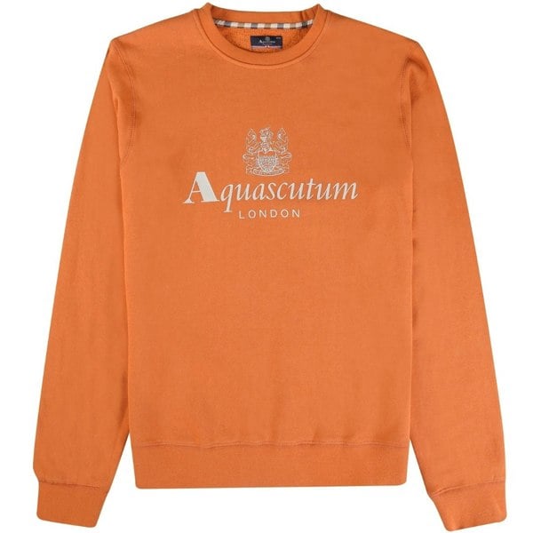 Aquascutum ACTIVE BIG LOGO CREW FW23 SW005 23 Orange Jumper Mens S