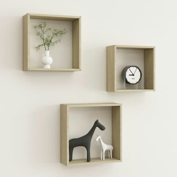 Berkfield Wall Cube Shelves 3 pcs Sonoma Oak