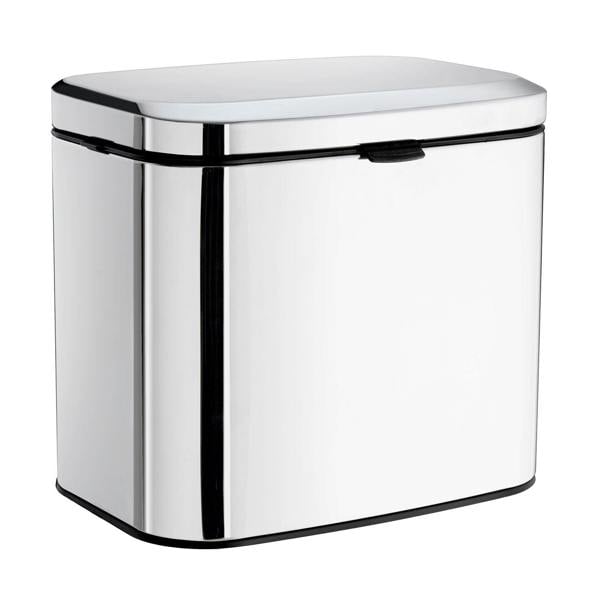 Polished stainless steel wall mounted bin