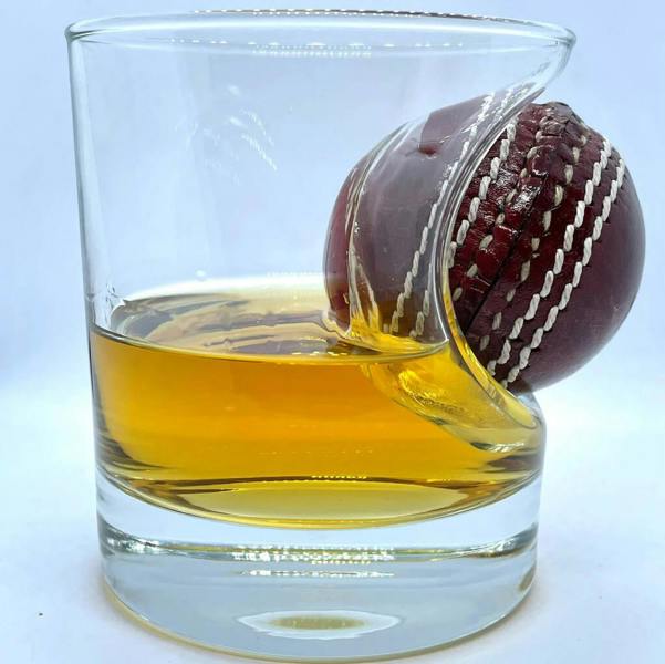 Personalised Cricket Ball Whisky Glass - lifestyle shot