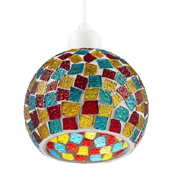 Multi-Colour Geometric Mosaic Dome Pendant Ceiling Lighting Shade Image 5