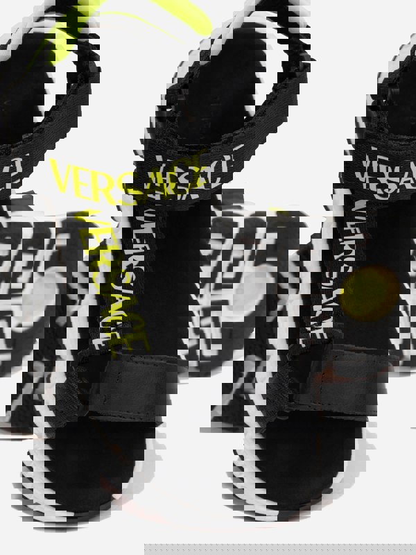 Versace Kids Logo Strap Sandals in Black