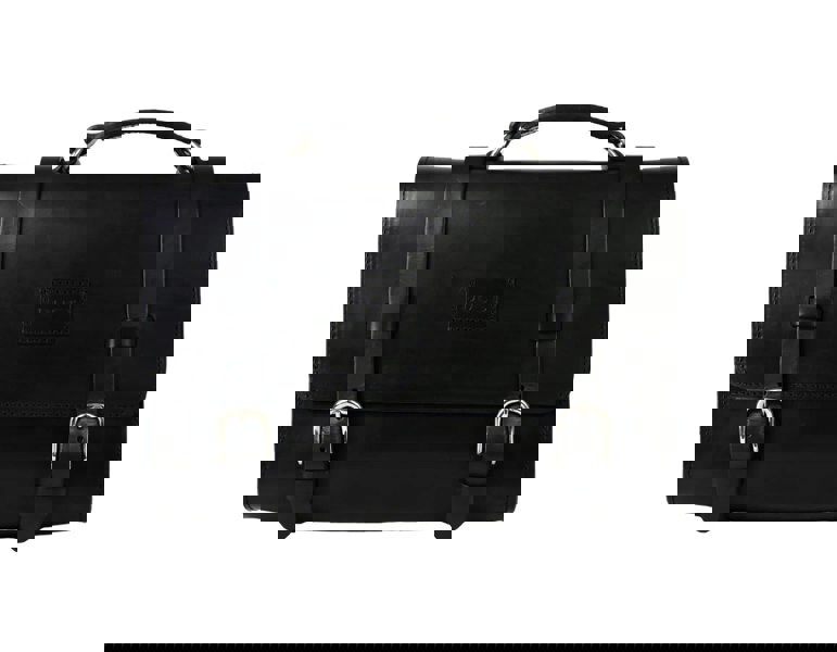 Leather Briefcase in Cuoio Black Mod 119