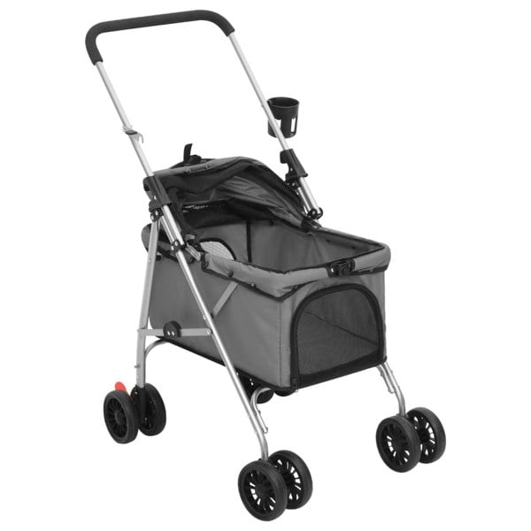Berkfield Folding Dog Stroller Grey 76x50x100 cm Oxford Fabric