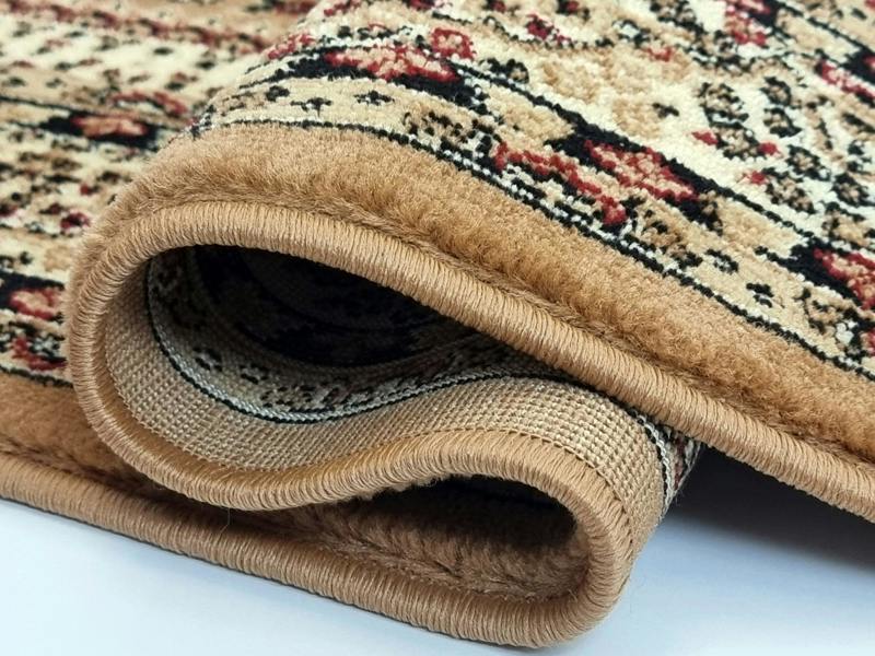 Thick Beige Oriental Rug for Living Room, Traditional Vintage Style