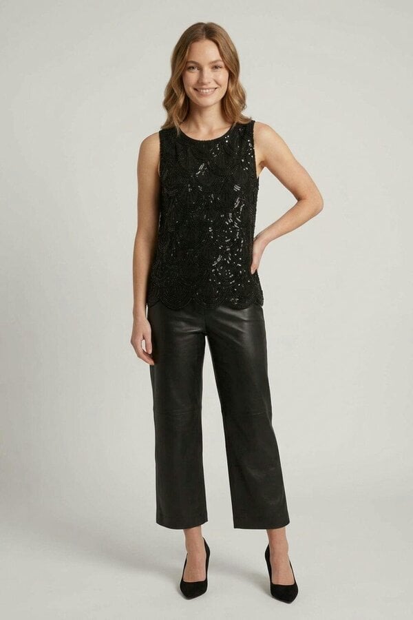 Izabel London Bead Embellished Layered Sleeveless Top