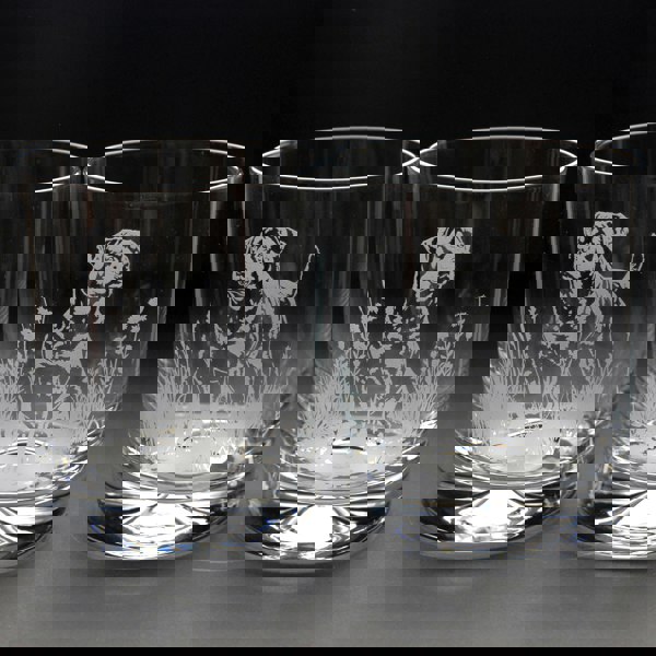 Glyptic Glass Art Rottweiler Dog Whiskey Tumbler Glass - Hand Etched/Engraved Gift