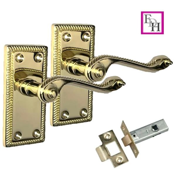 EDH Door Hardware Georgian Style Scroll Brass Finish Door Handles – Internal Door Handles