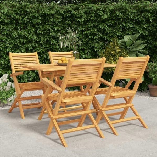 Berkfield 5 Piece Garden Dining Set Solid Wood Teak