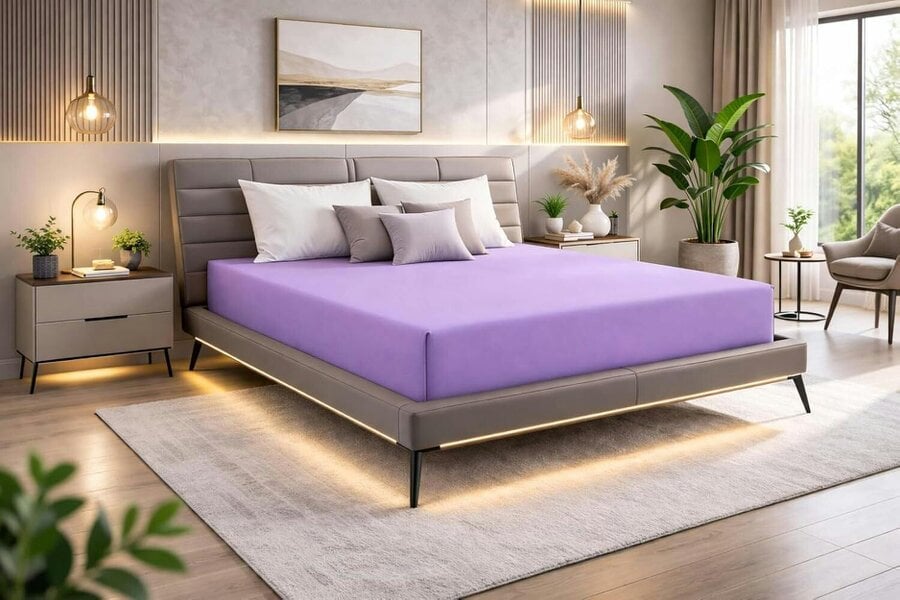 Night Zone Microfibre Fitted Sheet 25cm Deep – Soft Easy Care Bed Sheet - Lilac