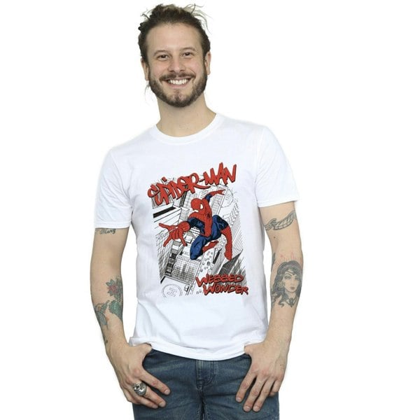 Marvel Mens Spider-Man Sketch City T-Shirt - White