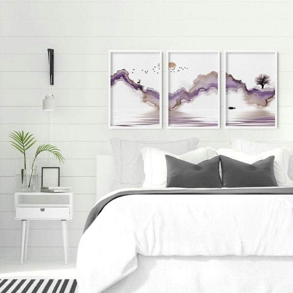 Bedroom pictures for wall | set of 3 art prints