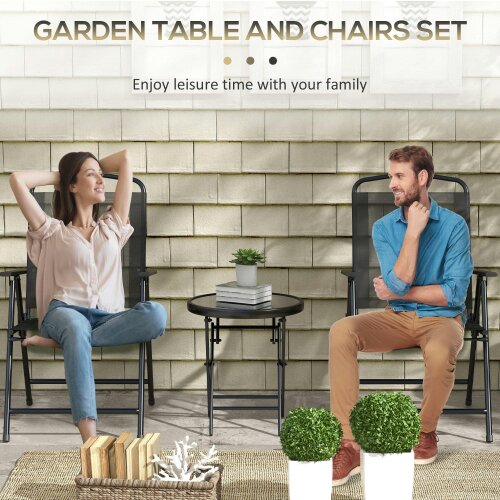 Wyld Haus Zivino Glass And Metal Black 3 Piece Garden Seating Set With Table And Chairs