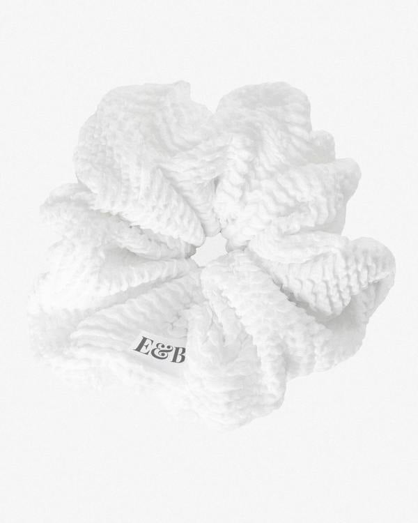 Elk & Bloom Soft 100% Cotton White Chunky Hair Scrunchie