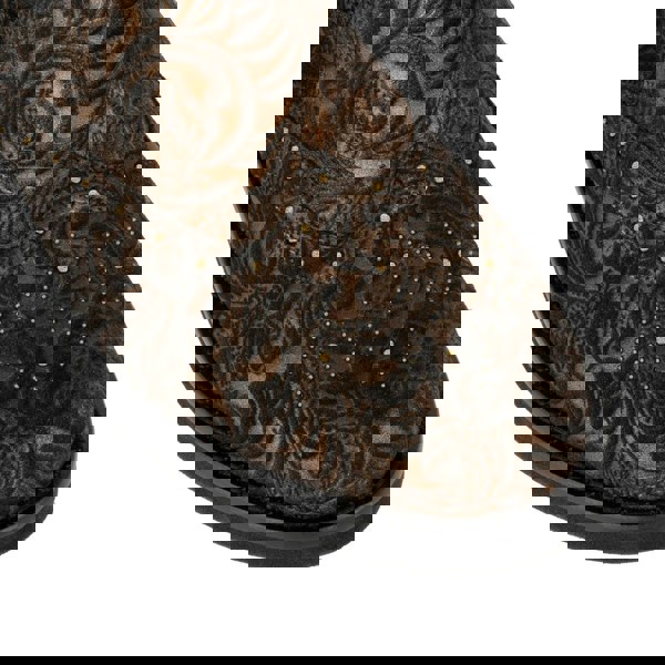 Embassy London Catherine - Floral Emboss - Women's nubuck leather higher chelsea boot with broguing