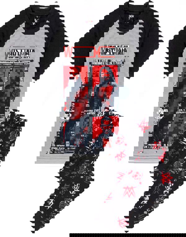 WWE Boys Grey Wrestlers Photographic Print Short Sleeve Long Leg Pyjama Set