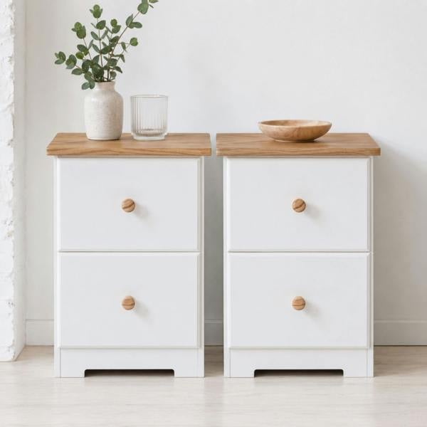 Core Products Set of 2 Colorado Rustic White 2-Drawer Bedside Cabinets