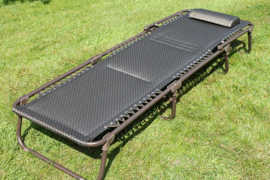 The Garden Marketplace Luxury Padded Lay Flat Garden Sun Lounger in Brown Tweed Weatherproof Textoline